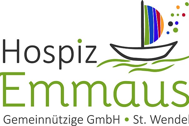 Logo von Hospiz Emmaus Gemeinnützige GmbH St. Wendel mit stilisiertem Segelboot und bunten Punkten