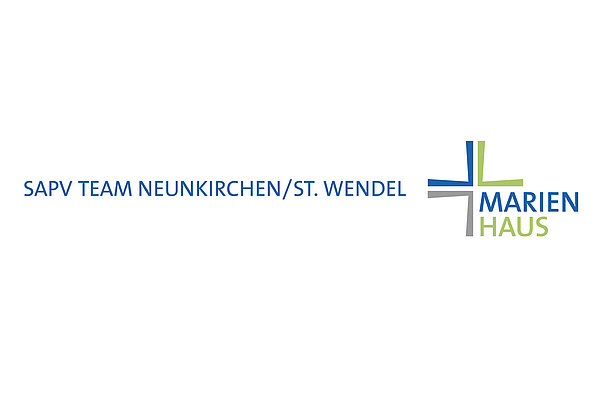 Logo Marienhaus mit Kreuzsymbol und Text SAPV Team Neunkirchen/St. Wendel